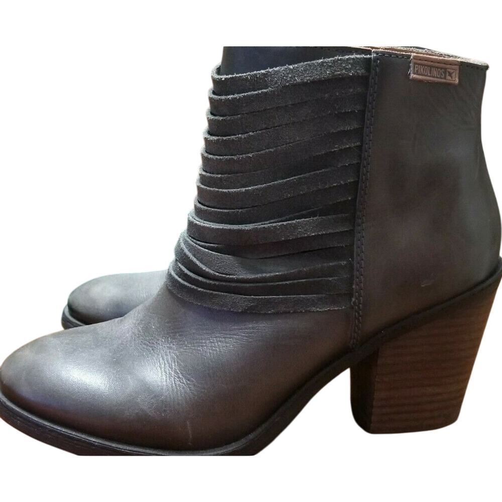 PIKOLINOS Gray Leather Ankle Boots. Size 39/US 8.5-9 - Picture 7 of 9